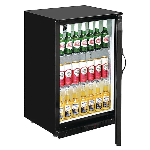Polar G-Series Back Bar Cooler with Single Solid Hinged Door Black - 850mm