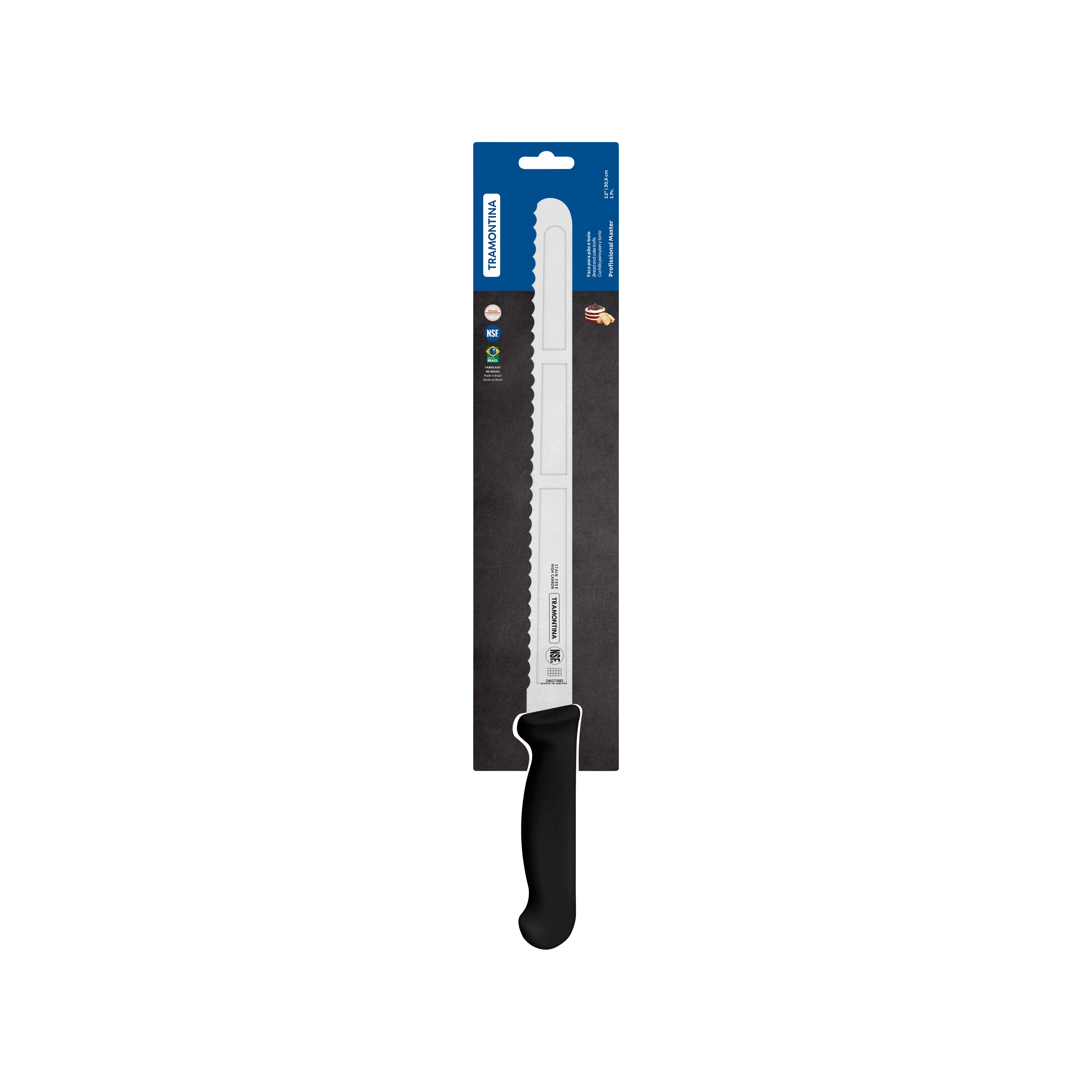 Professional Master Black Handle Bread Knife Serrated 300mm