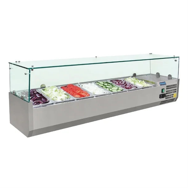 Polar G-Series Countertop Prep Fridge 7x 1/4GN with Glass Sneeze guard