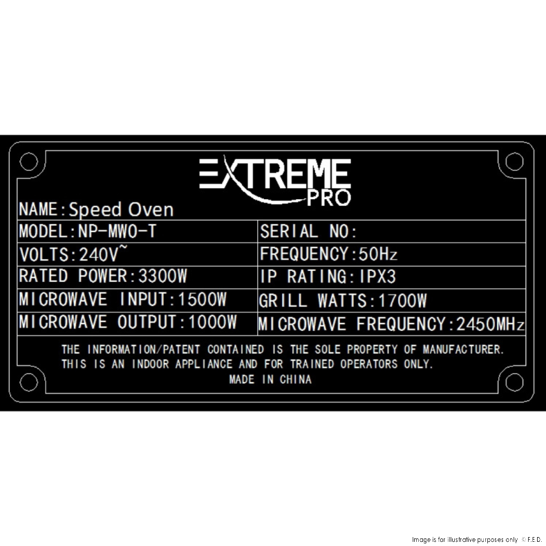Speed oven with touch panel, SS, 3.3KW, 240V 490X538X361mm