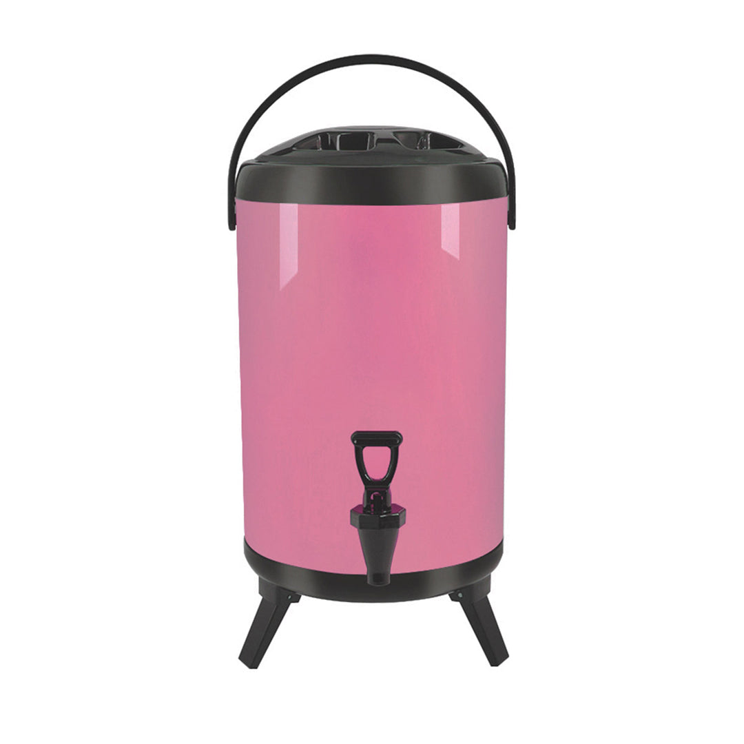 SOGA 8L Stainless Steel Insulated Milk Tea Barrel Hot and Cold Beverage Dispenser Container with Faucet Pink