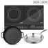 SOGA Dual Burners Cooktop Stove, 30cm Cast Iron Frying Pan Skillet and 28cm Induction Fry Pan