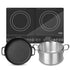 SOGA Dual Burners Cooktop Stove, 30cm Cast Iron Frying Pan Skillet and 30cm Induction Casserole