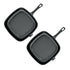 SOGA 2X 23.5cm Square Ribbed Cast Iron Frying Pan Skillet Steak Sizzle Platter with Handle