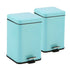 SOGA 2X 6L Foot Pedal Stainless Steel Rubbish Recycling Garbage Waste Trash Bin Square Blue