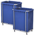 SOGA 2X Stainless Steel Commercial Square Soiled Linen Laundry Trolley Cart with Wheels Blue