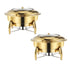 SOGA 2X Gold Plated Stainless Steel Round Chafing Dish Tray Buffet Cater Food Warmer Chafer with Top Lid
