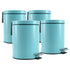 SOGA 4X 7L Foot Pedal Stainless Steel Rubbish Recycling Garbage Waste Trash Bin Round Blue