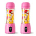 SOGA 2X 380ml Portable Mini USB Rechargeable Handheld Fruit Mixer Juicer Pink