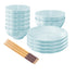 SOGA Light Blue Japanese Style Ceramic Dinnerware Crockery Soup Bowl Plate Server Kitchen Home Decor Set of 12