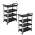 SOGA 2X 4 Tier Food Trolley Portable Kitchen Cart Multifunctional Big Utility Service with wheels 950x500x1270mm Black