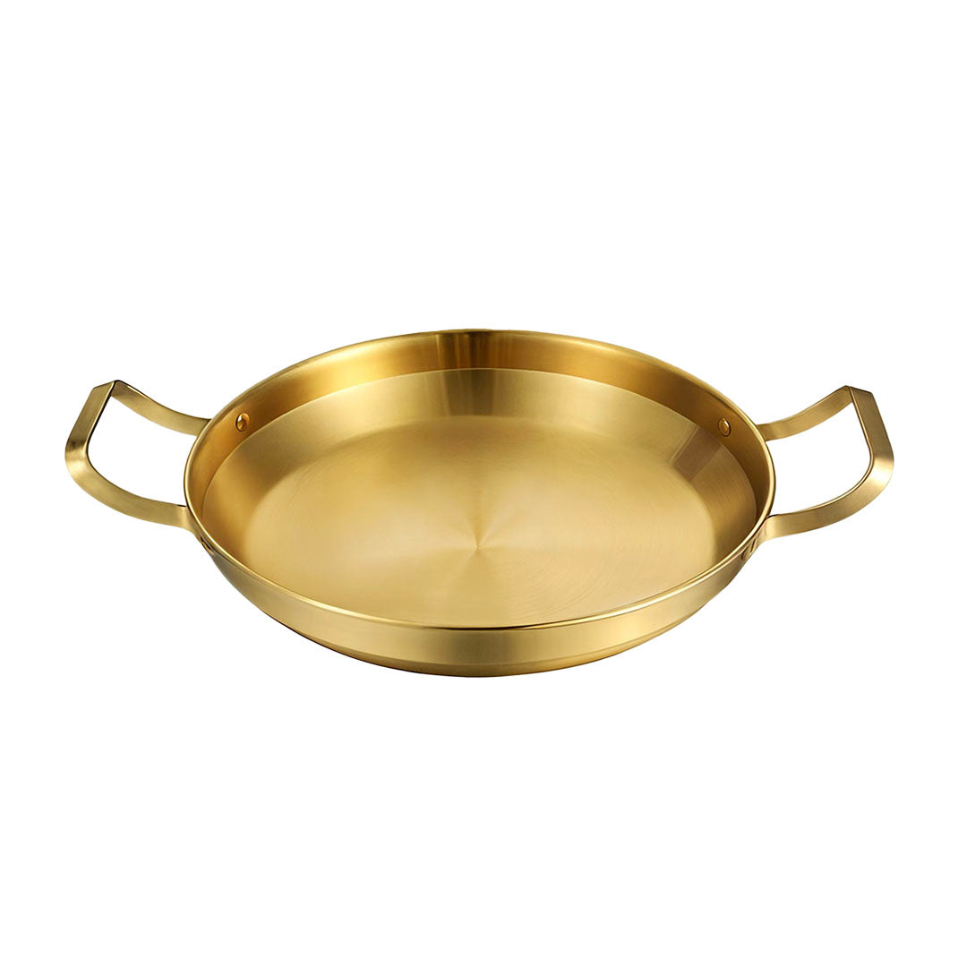 SOGA 26cm Dry Pot, Gold Plated 202 Material Stainless Steel and Kitchen Essential