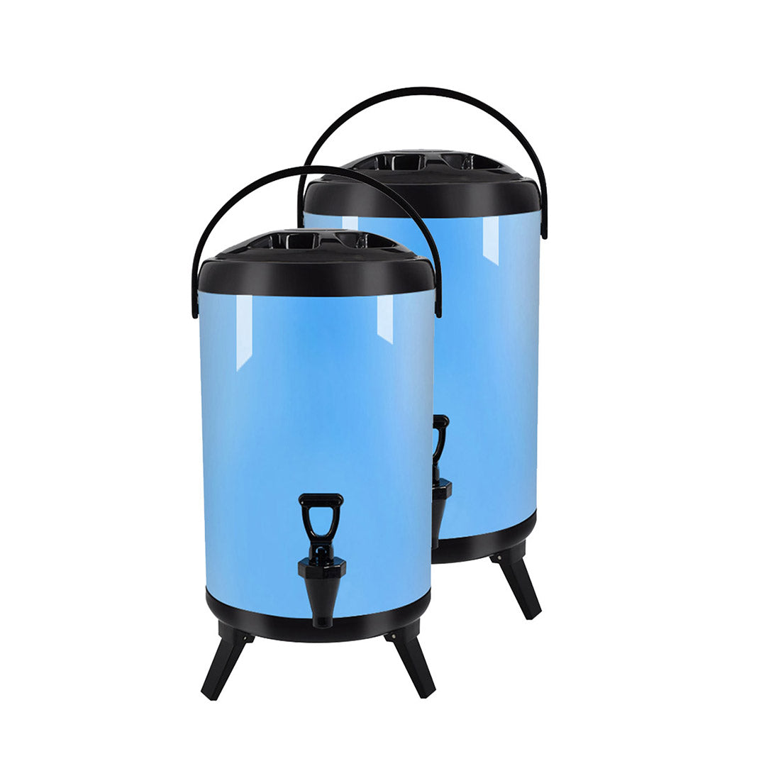 SOGA 2X 12L Stainless Steel Insulated Milk Tea Barrel Hot and Cold Beverage Dispenser Container with Faucet Blue