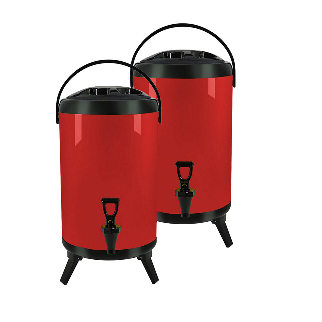 SOGA 2X 8L Stainless Steel Insulated Milk Tea Barrel Hot and Cold Beverage Dispenser Container with Faucet Red
