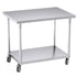 SOGA 100cm Commercial Catering Kitchen Stainless Steel Prep Work Bench Table with Wheels