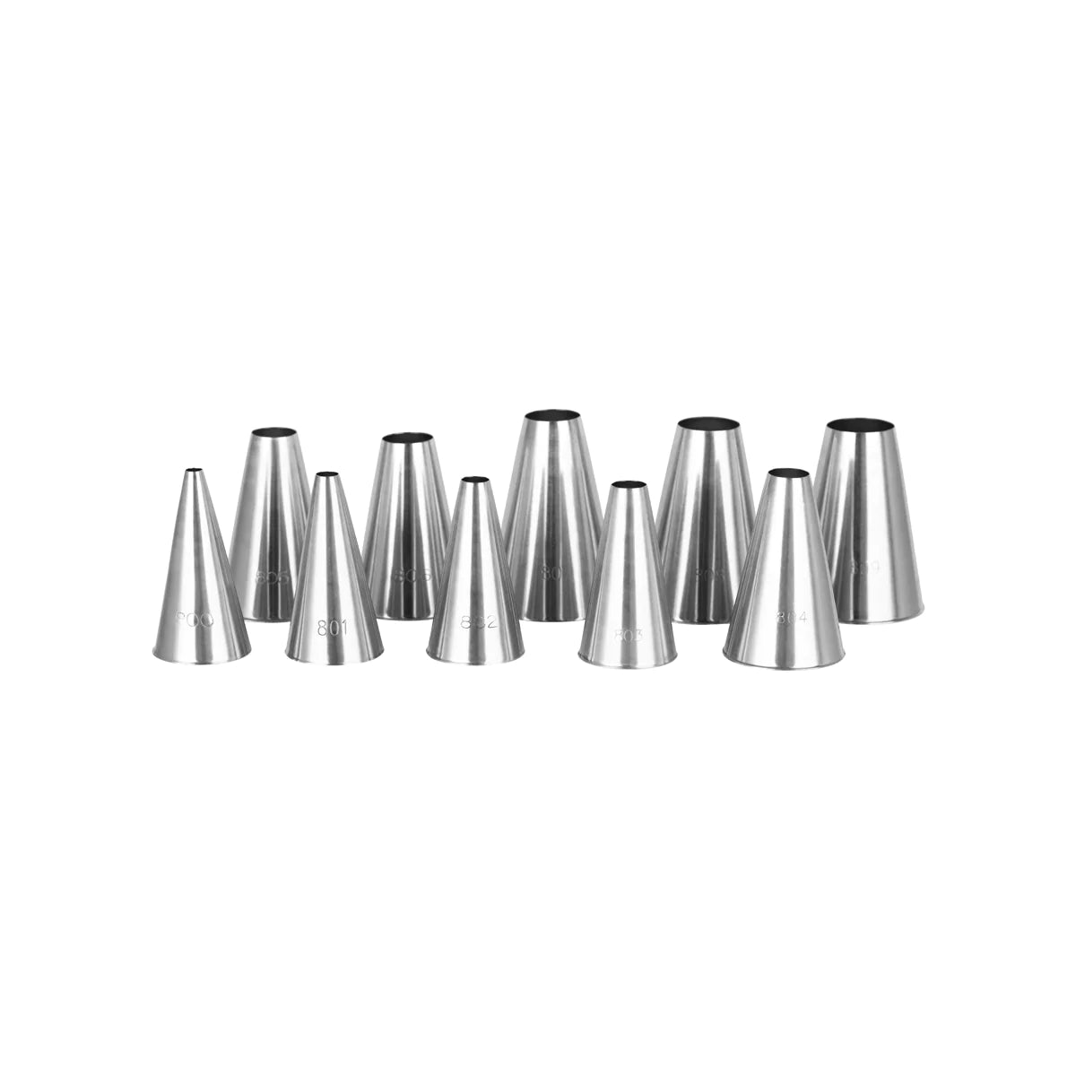 Piping Tube Plain Set 10pc Stainless Steel