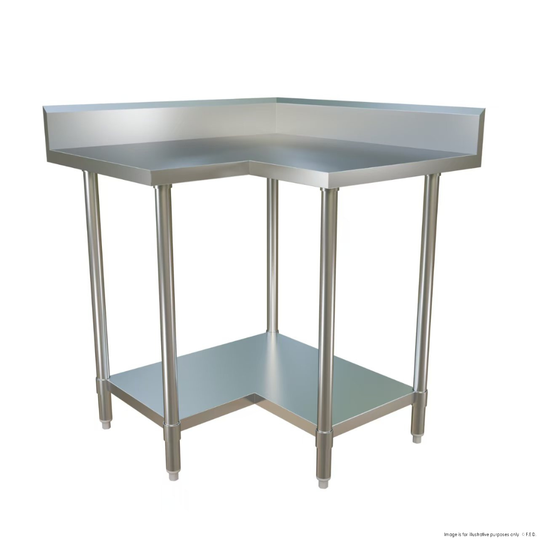 0900-7-WBCB - Economic Corner Workbench,100mm Splashback & Undershelf 900x900x900mm