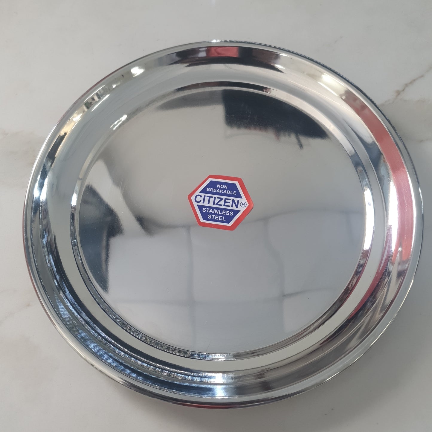 Stainless Steel Shiny Round Plate- 9"