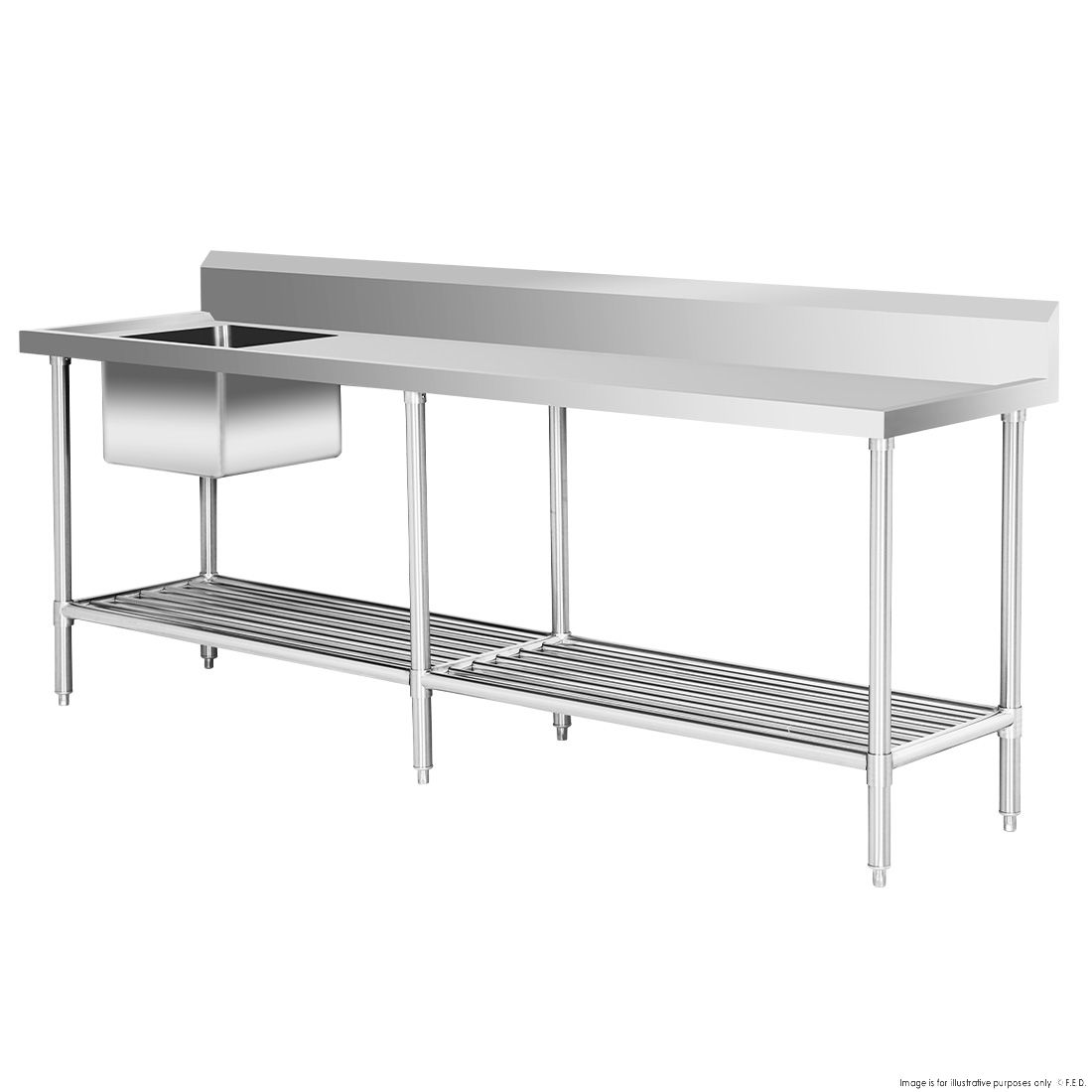 Single Sink Bench - Left Handed 2400x600x900mm