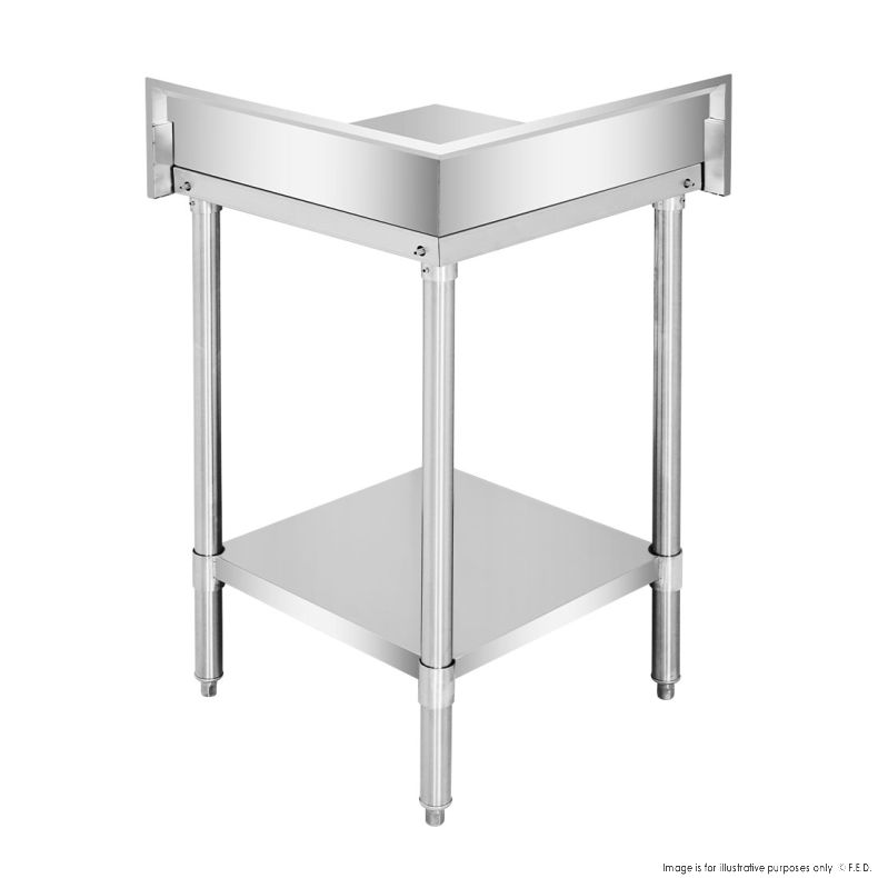 Corner Workbench with Splashback and Undershelf 600x600x900mm