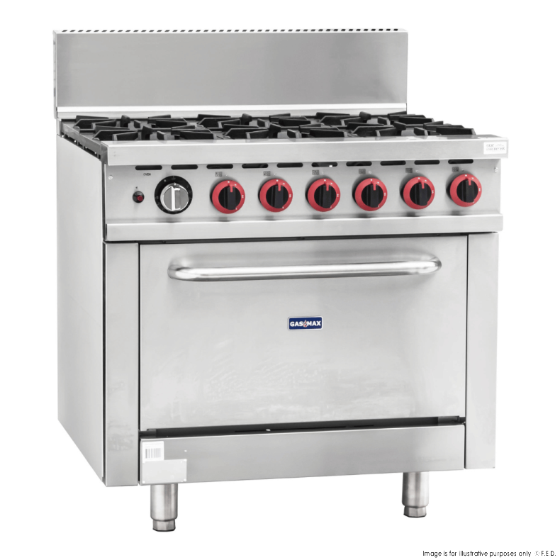 Gas Six Burners with Oven with Flame Failure 914x855x1524mm NG - 228mj/h