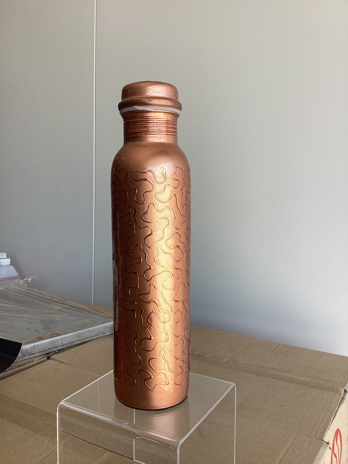 Embossed Copper Water Bottle 950 ml