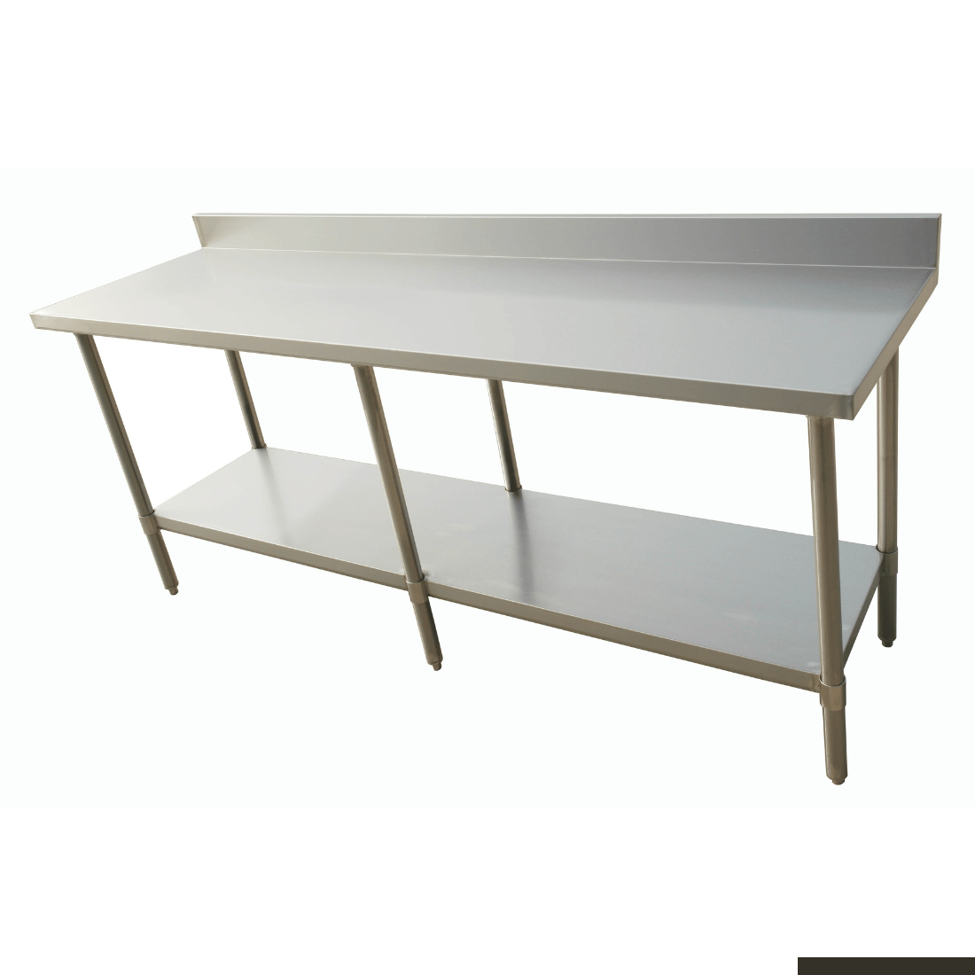 2100-6-WBB Economic 304 Grade Stainless Steel Table with splashback 2100x600x900 - 6 legs