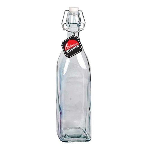 Glass Bottle Square Clear 1Ltr