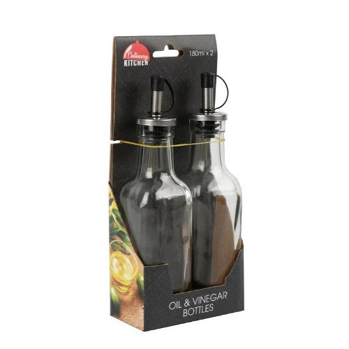 Glass Oil Vinegar Bottles Pk2