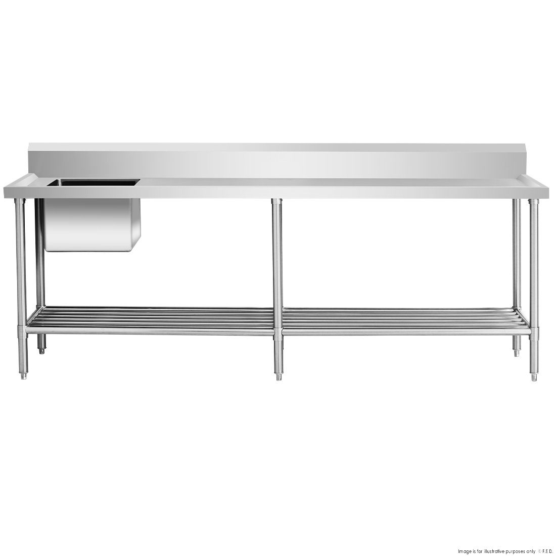 Single Sink Bench - Left Handed 2400x600x900mm