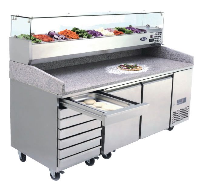 2 DOOR PIZZA TABLE FRIDGE WITH DRAWERS 2010 MM EPF3480