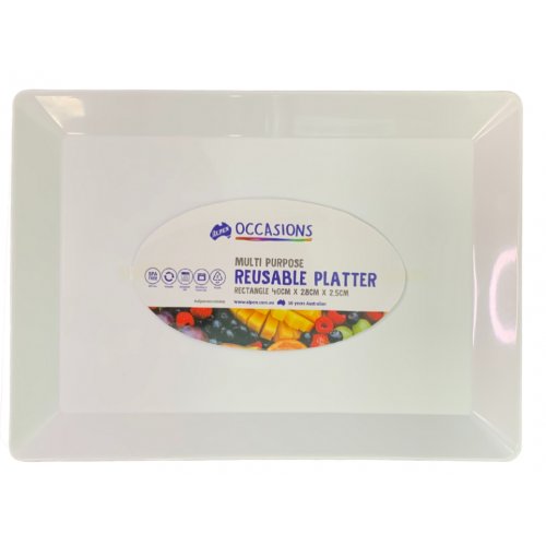 Platter Rect PP 40x28x2.5cm White 1pc