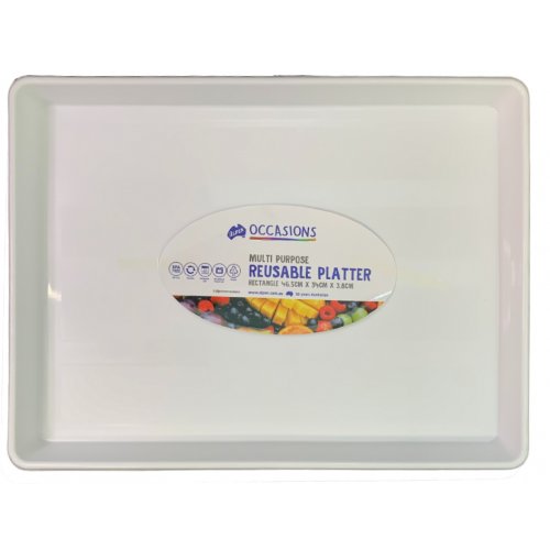 Platter Rect Slab Cake 46.5x34x3.8cm White 1pc