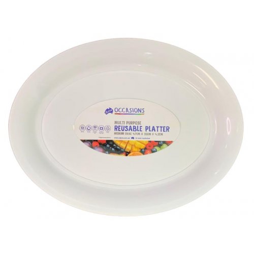 Platter Oval PP 47x35x4.2cm White Med 1pc