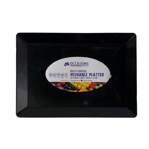 Platter Rect PP 40x28x2.5cm Black 1pc