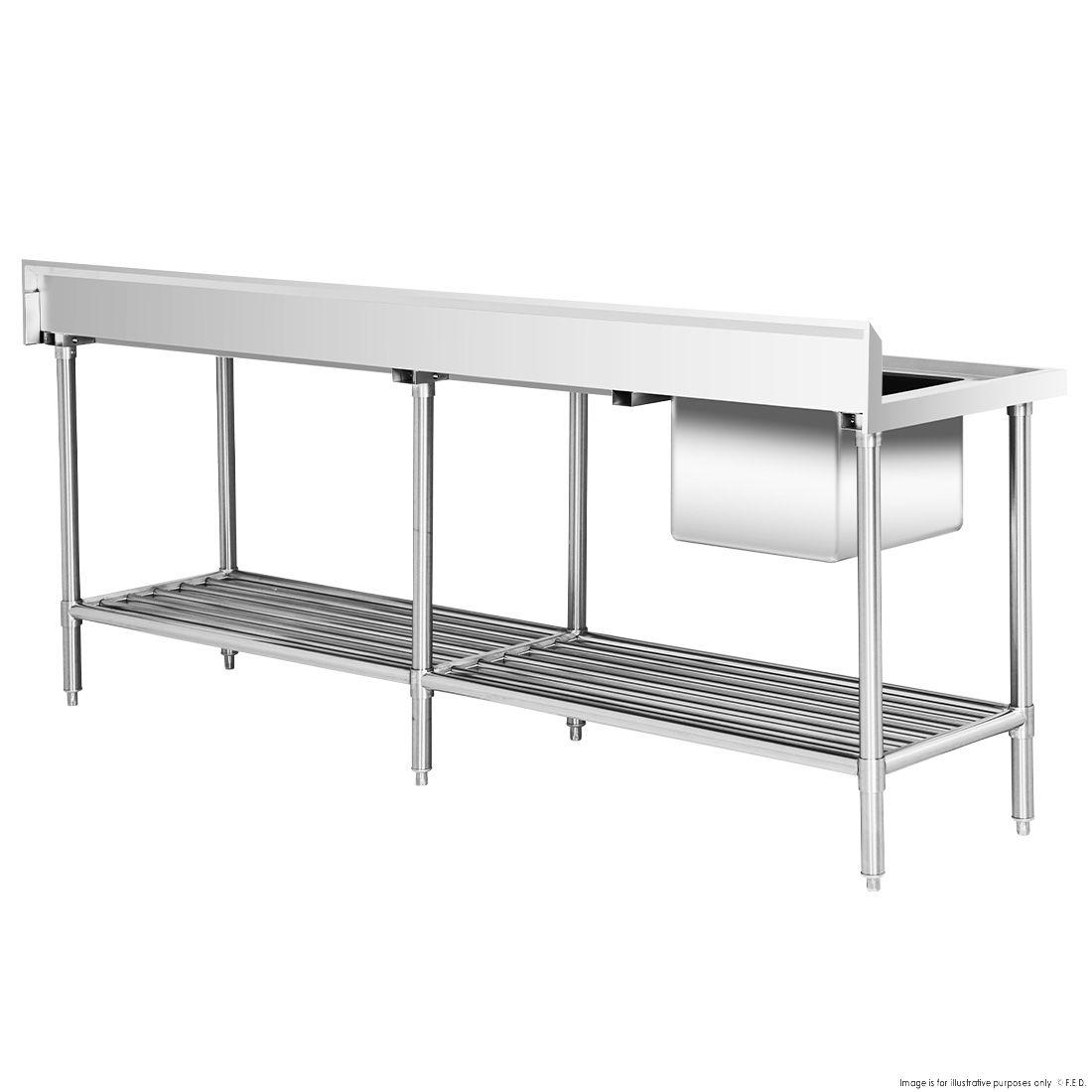 Single Sink Bench - Left Handed 2400x600x900mm