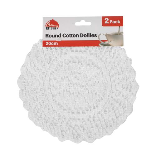 Doilies Cotton Rnd 20cm Pk2