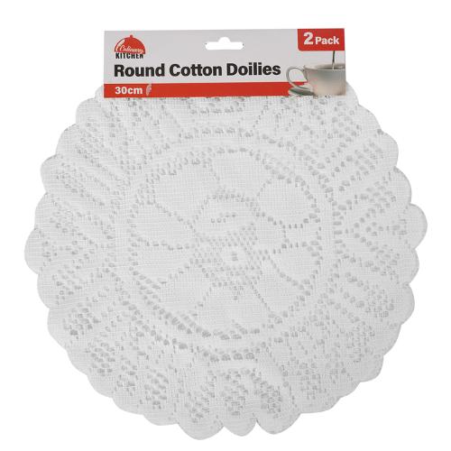 Doilies Cotton Rnd 30cm Pk2