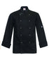 LIGHTWEIGHT EXECUTIVE LONG SLEEVE CHEFS JACKET WITH PRESS STUDS BLACK-SMALL