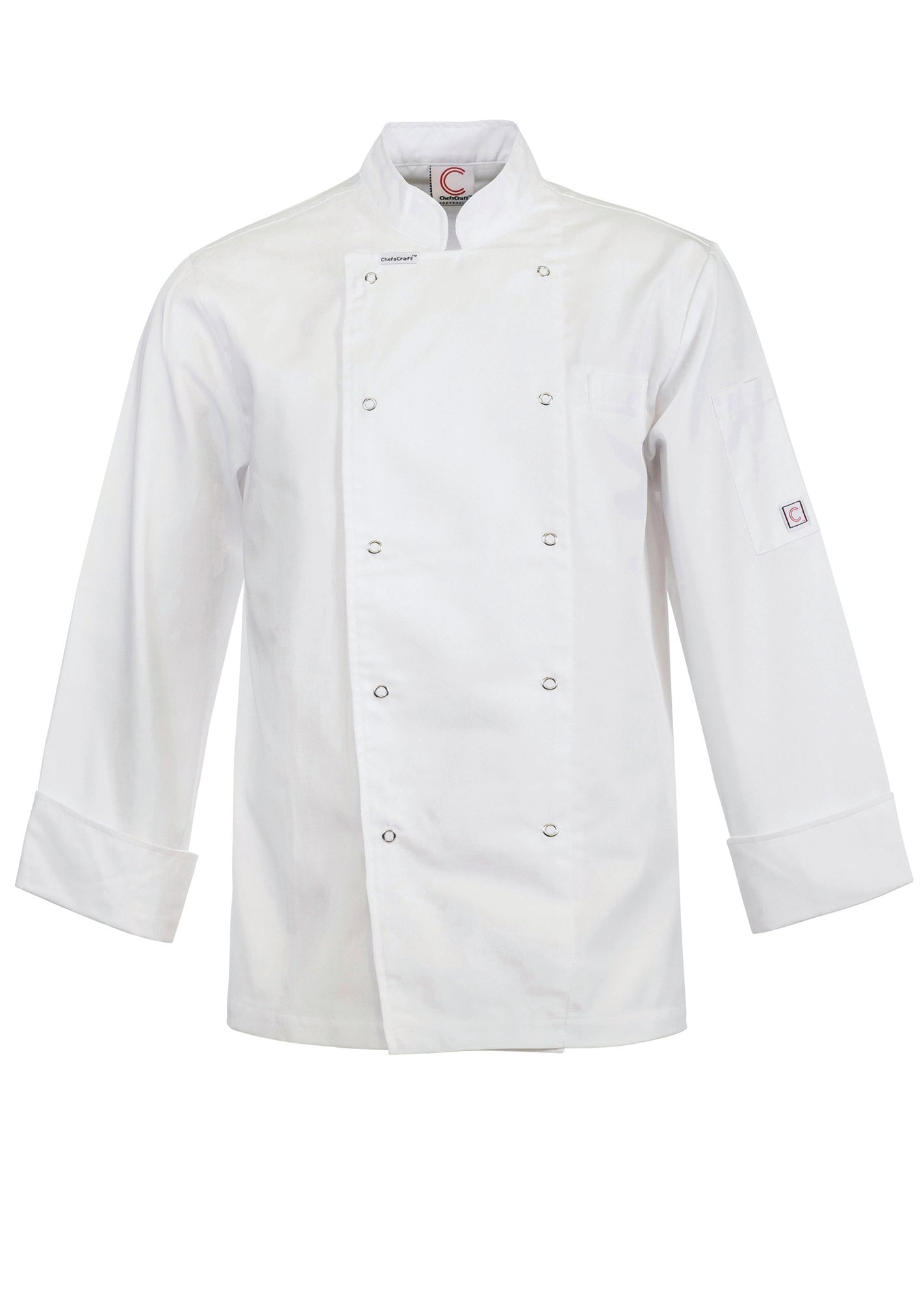 LIGHTWEIGHT EXECUTIVE LONG SLEEVE CHEFS JACKET WITH PRESS STUDS (White)