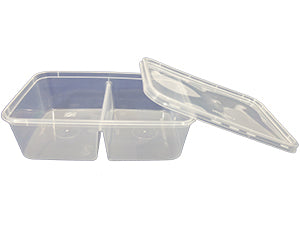 650ml 2 Section Container With Lid (50 Pk)