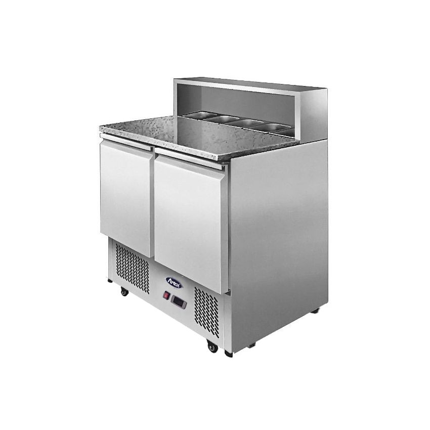 2 DOORS PIZZATABLE MARBLE TOP SALADETTE FRIDGE 900 MM ESL3831