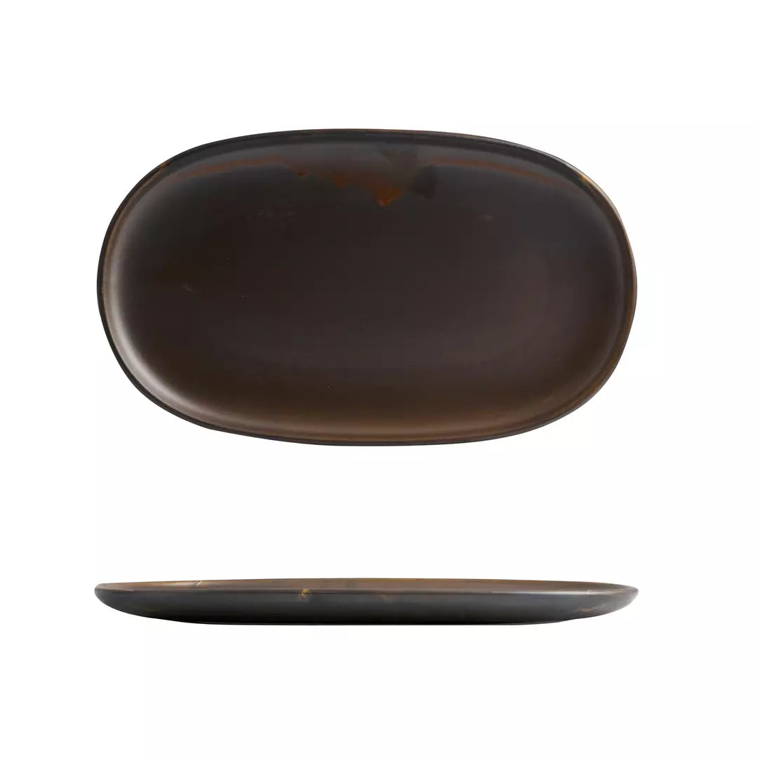 PLATE OVAL COUPE-355x215mm RUST MODA PORCELAIN