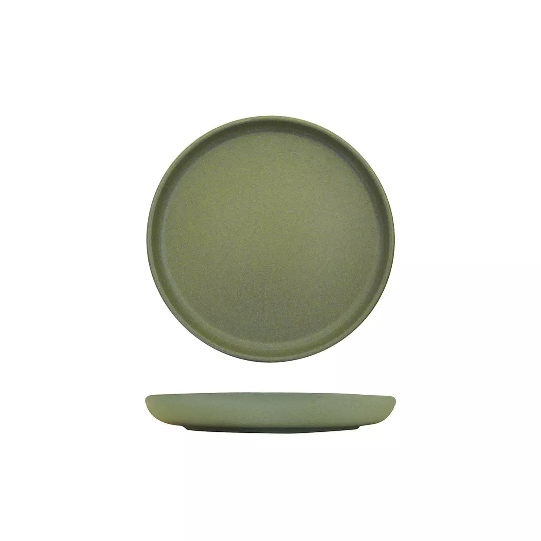 Eclipse Green Round Walled Plate 220mm (Pack of 6)