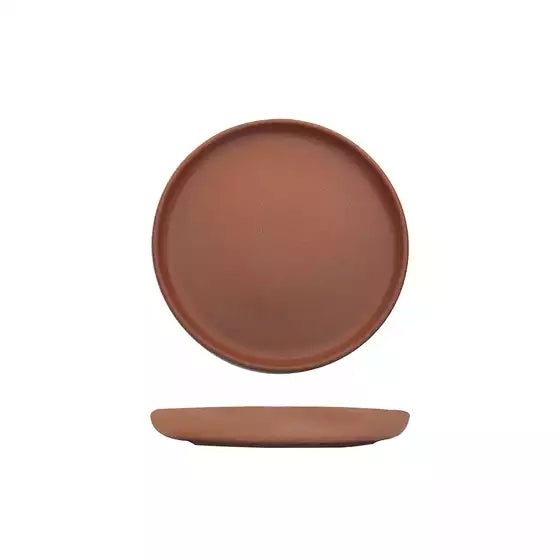 Uno Brown Round Walled Plate - 220mm (Box of 6)