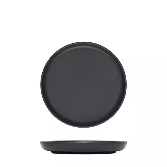 Uno Black Round Walled Plate - 175mm (Box of 6)