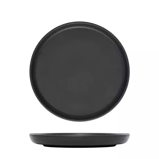 Uno Black Round Walled Plate - 220mm (Box of 6)