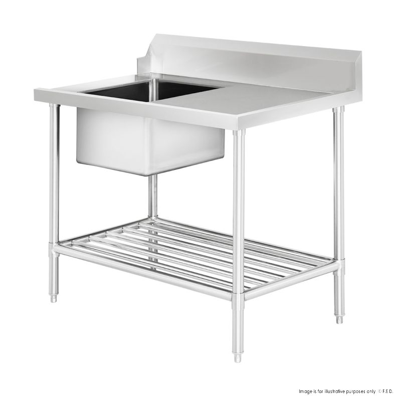 Single Sink Inlet Bench for Dishwasher - Left Handed 1200x700x900mm