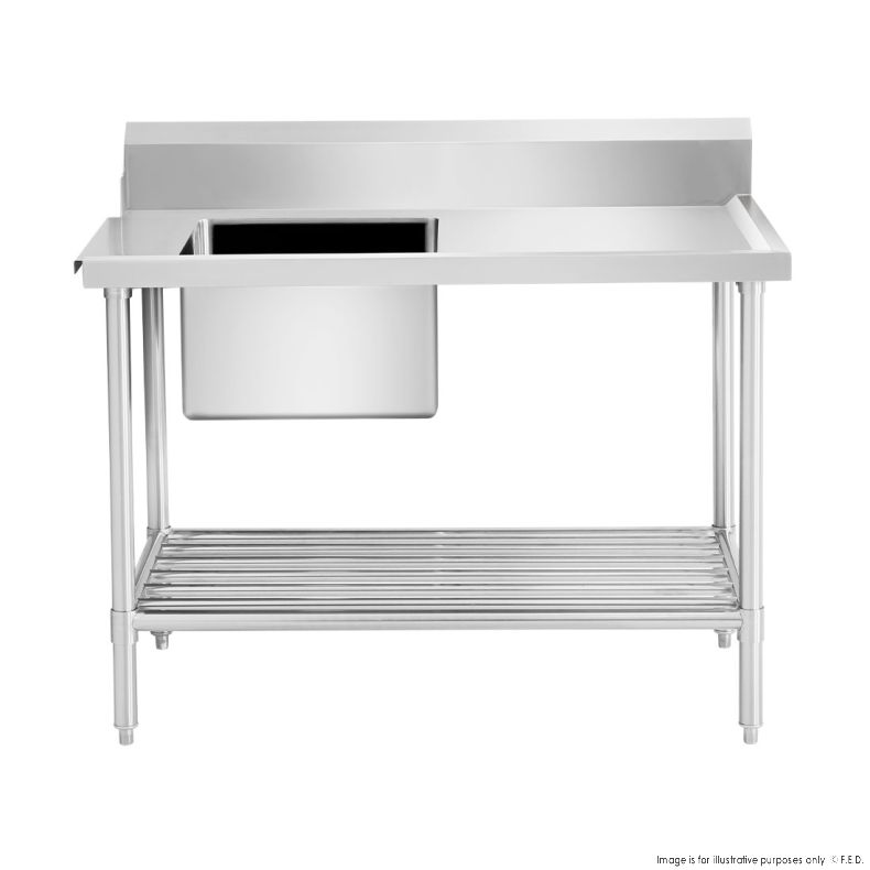 Single Sink Inlet Bench for Dishwasher - Left Handed 1200x700x900mm