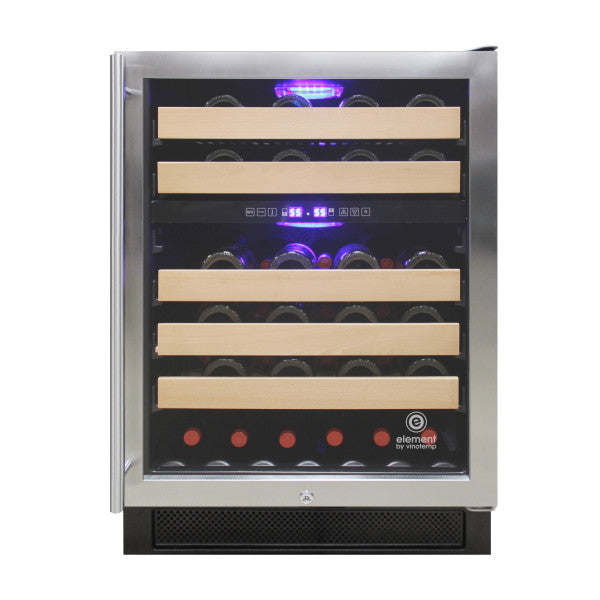 Vinotemp 46-Bottle Dual-Zone Wine Cooler Right Hand Swing Under Counter